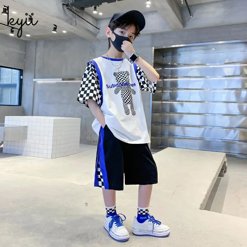 KYII Boy summer suit Summer short sleeve two-piece set kyb022